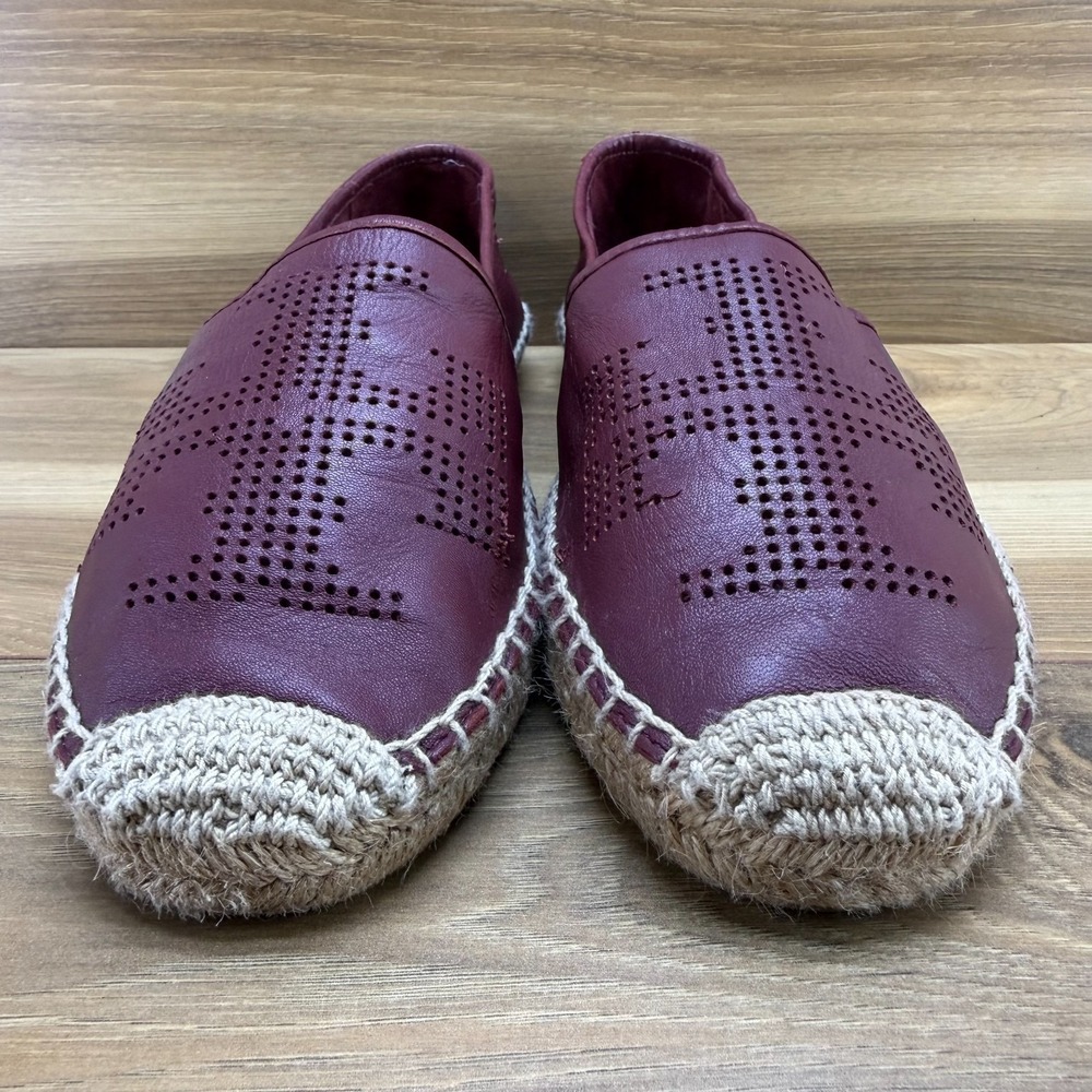 Tory Burch Espadrilles Flats 10 M Agate Red Soft Leather Vacation Resort Summer - Picture 4 of 11